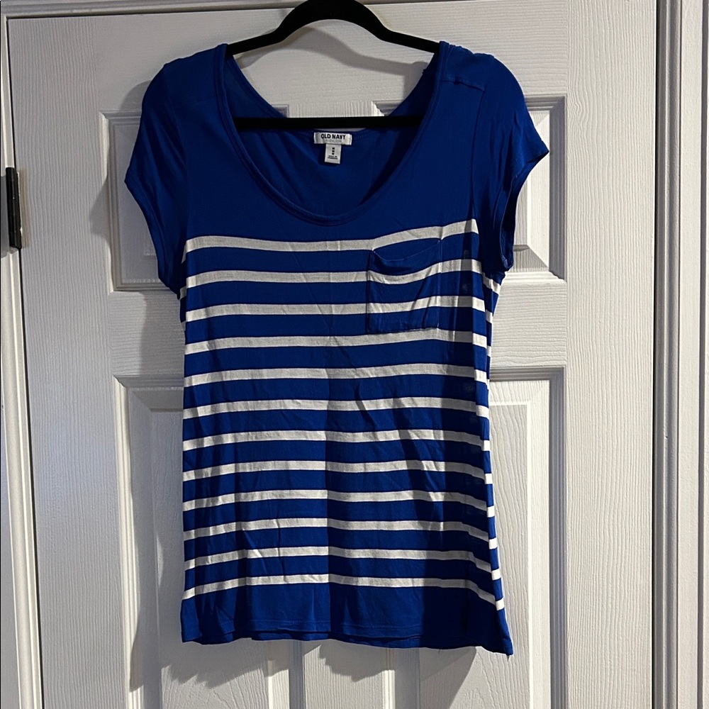 Old Navy Royal Blue and White Striped Tee